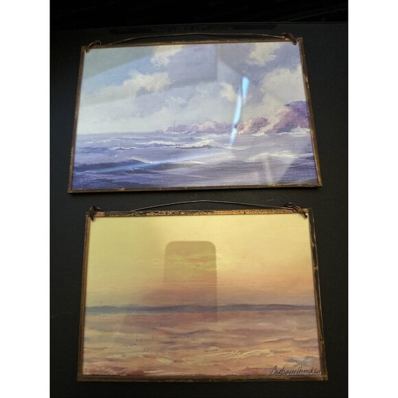 Barbara Hinchey ( 1949- 2022) Watercolor Print Sea Ocean Framed In Copper 4.5-5” - Picture 1 of 12